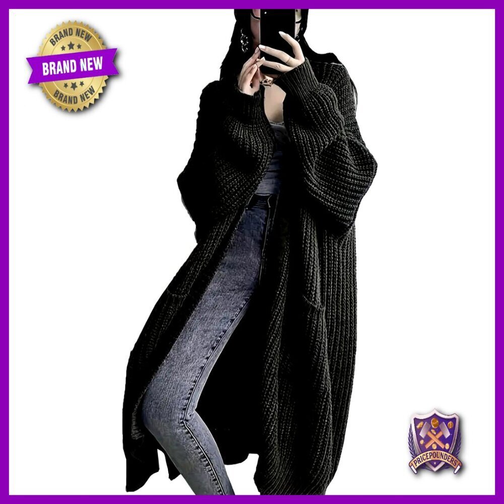 Plus Size Oversized Long Cardigan Sweater Chunky Knit Open Front Duster with